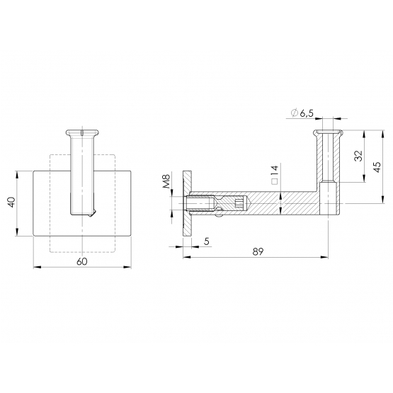 Držiak madla na stenu - príruba - detail 2 - detail 2