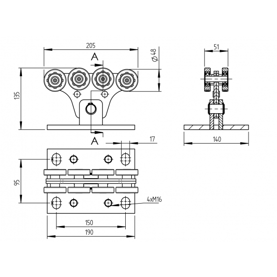 Vozík nosný Zn, profile 70x60mm - detail 2 - detail 2
