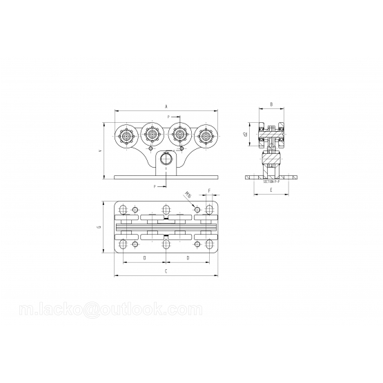 Vozík nosný Zn, profile 94x85mm - detail 2 - detail 2