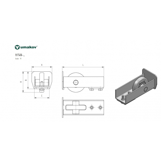 Koliesko dojazdové s krytkou Zn, profile 94x85mm - detail 2 - detail 2