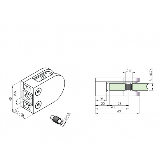Držiak výplne skla - detail 2 - detail 2