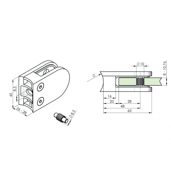 Držiak výplne skla - detail 2 - detail 2