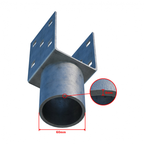 Nadstavec na zemnú skrutku Zn "U" 70x70x90x60mm - detail 2 - detail 2
