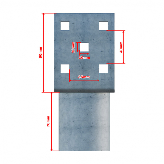Nadstavec na zemnú skrutku Zn "U" 70x70x90x60mm - detail 3 - detail 3