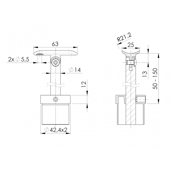 Držiak madla na stĺpik - detail 2 - detail 2