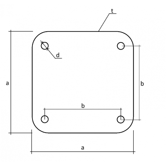 Rozeta kotviaca 100x100, t8mm, 4xd10mm - detail 1 - detail 1