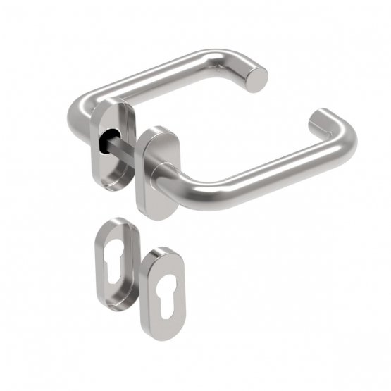 Kľučka so štítkom - pár, AISI 304, K320 - detail 3 - detail 3