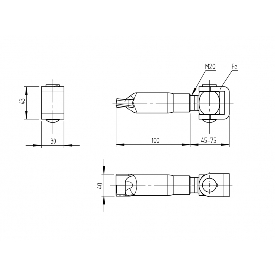 Záves nastaviteľný s kotvením do múra Zn, M20 - detail 2 - detail 2