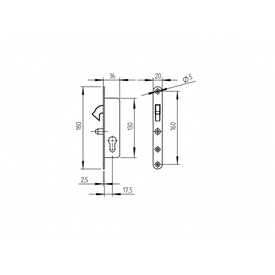 Zámok pre posuvné brány s protikusom - detail 2 - detail 2