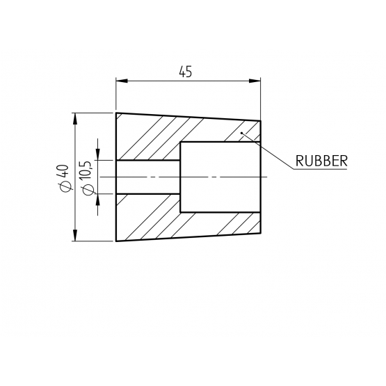 Doraz bočný, rubber, veľký, h45, D40mm - detail 2 - detail 2