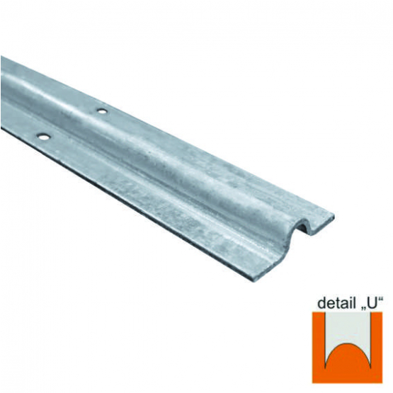 Koľajnička vodiaca spodná-U, Zn,60x16mm, t3mm, L3m - detail 1 - detail 1
