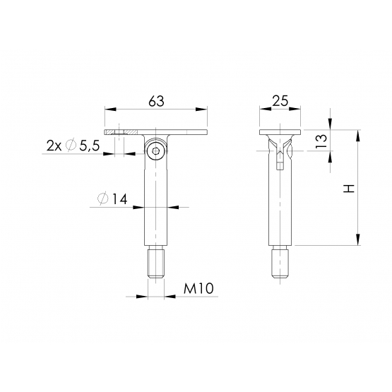 Držiak madla - nastaviteľný - detail 2 - detail 2