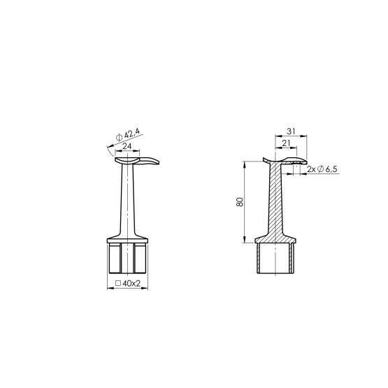 Držiak madla rohový - detail 2