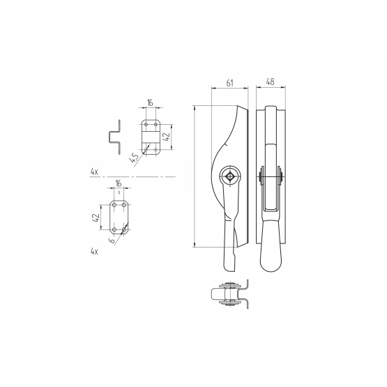 Pákový uzáver - BASCULES Fe, L235mm - detail 2 - detail 2