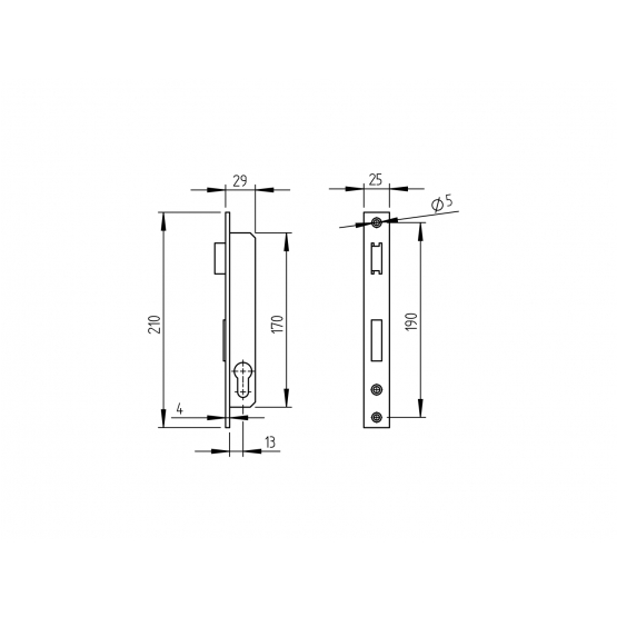Zámok pre cylin.vložku do JP profilu 30x30mm - detail 2 - detail 2