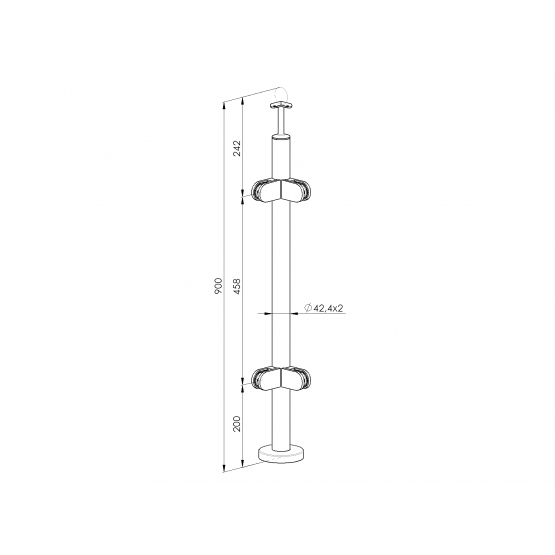 Stĺpik, vrchné kotvenie - obojstranný 90° AISI304, - detail 2 - detail 2