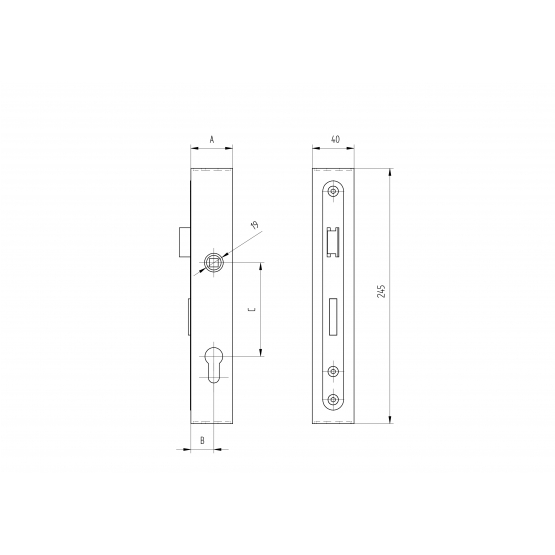 Zámková krabica so zámkom, bez kľučky, pre JP40x40 - detail 2 - detail 2
