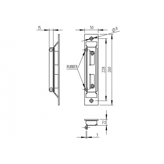 Doraz bránky univerzálny 40x40 - detail 2 - detail 2