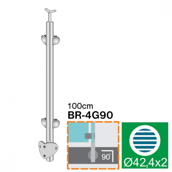 Nerezový stĺpik - bočné kotvenie - obojstranný AIS - detail 1 - detail 1