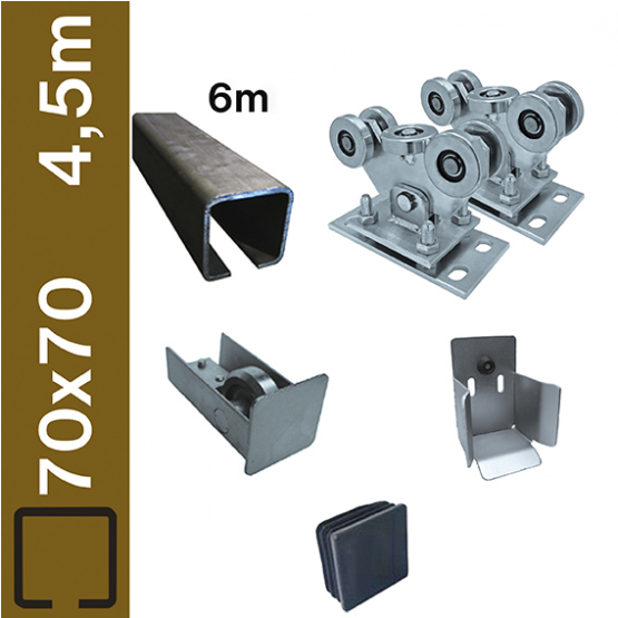Zostava pre posuvnú bránu do 4,5m, Fe, 70x70mm