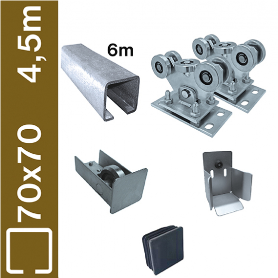 Zostava pre posuvnú bránu do 4,5m, Zn, 70x70mm