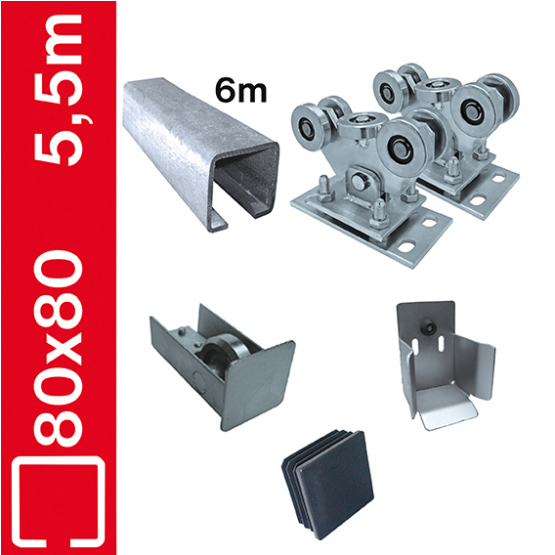 Sada pre posuvnú bránu do 5,5m, Zn, 78x78mm