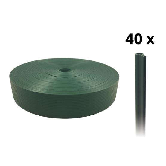 Tieniaci pás PVC zelená, 47mm, 50m+40 príchytiek