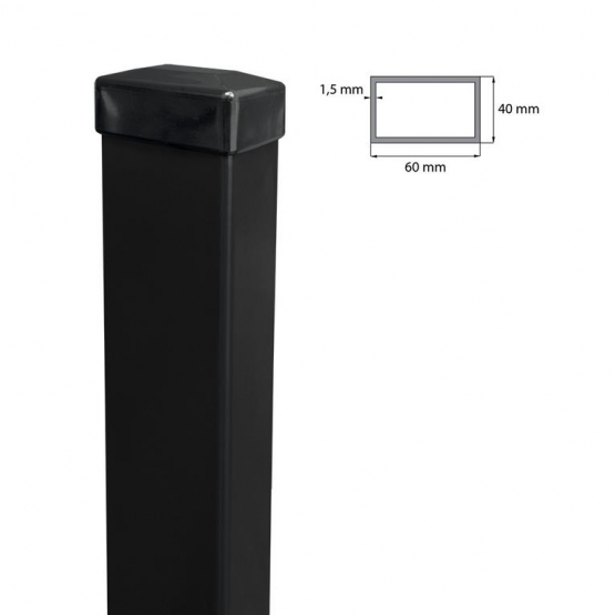 Stĺpik 60x40mm ZnPVC 1800mm čierna matná