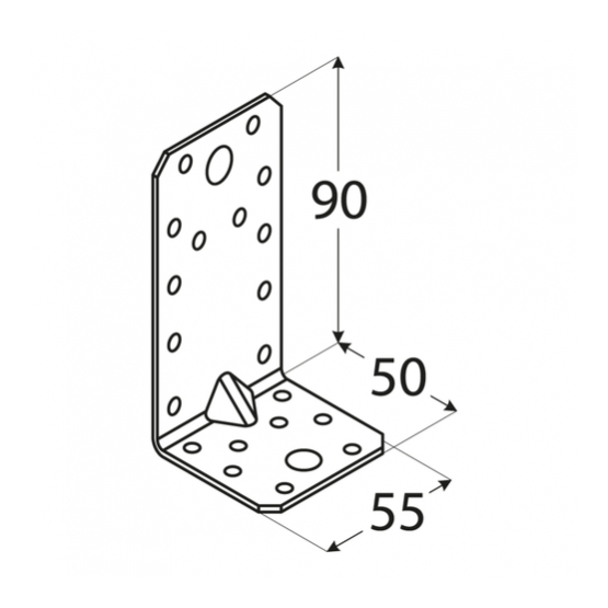 Uholník s prelisom 90x50x55x1,5mm