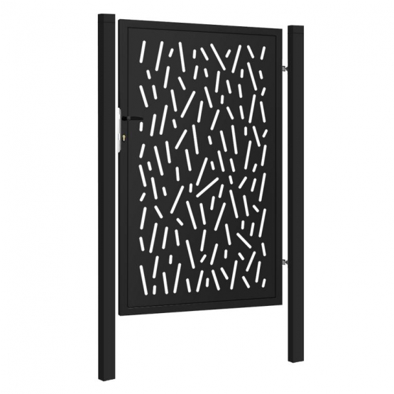 Dizajnová bránka PINA 1kr. 1000x1500mm čierna matná so stĺpikmi