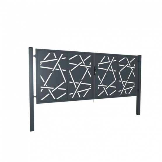 Dizajnová brána HALEN 2kr. 3800x1500mm antracit so stĺpikmi