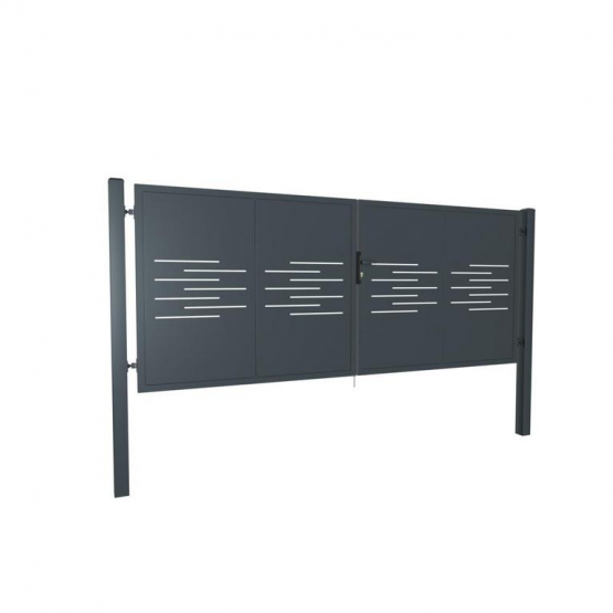Dizajnová brána LINE 2kr. 3800x1500mm antracit so stĺpikmi