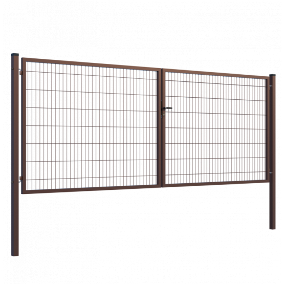 Brána 2kr. SQUARE ZnPVC 4000x1500mm, 80x80mm, hnedá