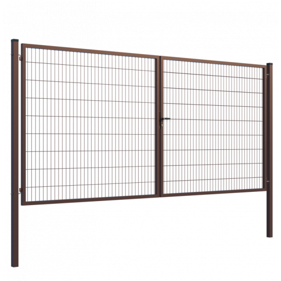 Brána 2kr. SQUARE ZnPVC 4000x1800mm, 80x80mm, hnedá