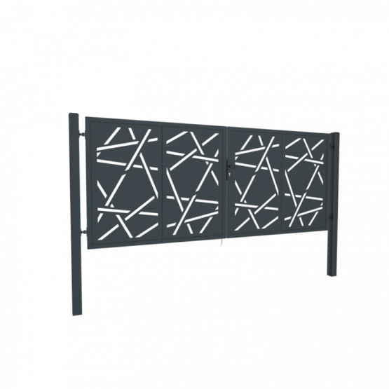 Dizajnová brána HALEN 2kr. 3800x1800mm antracit so stĺpikmi