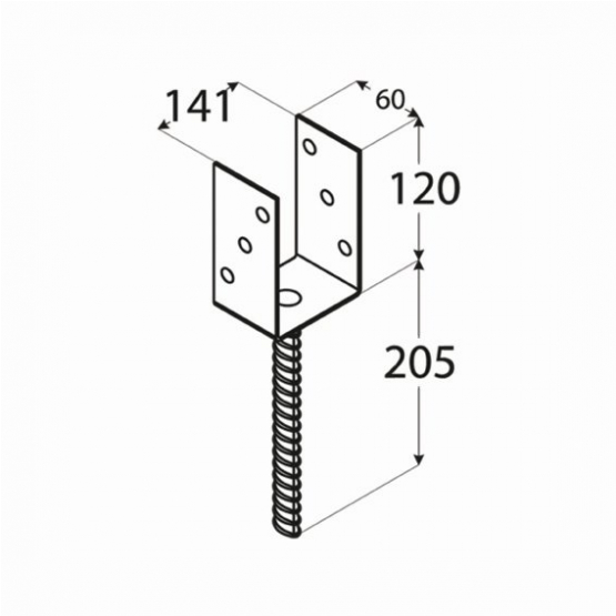 Pätka stĺpika - typ "U" 141x325x120mm