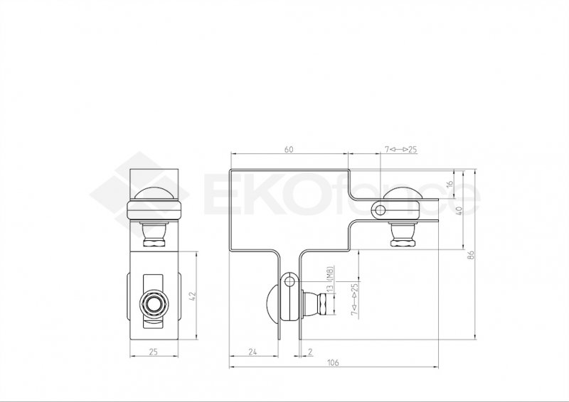 Objímka rohová na stĺpik ZnPVC 60x40mm sivá - detail 1