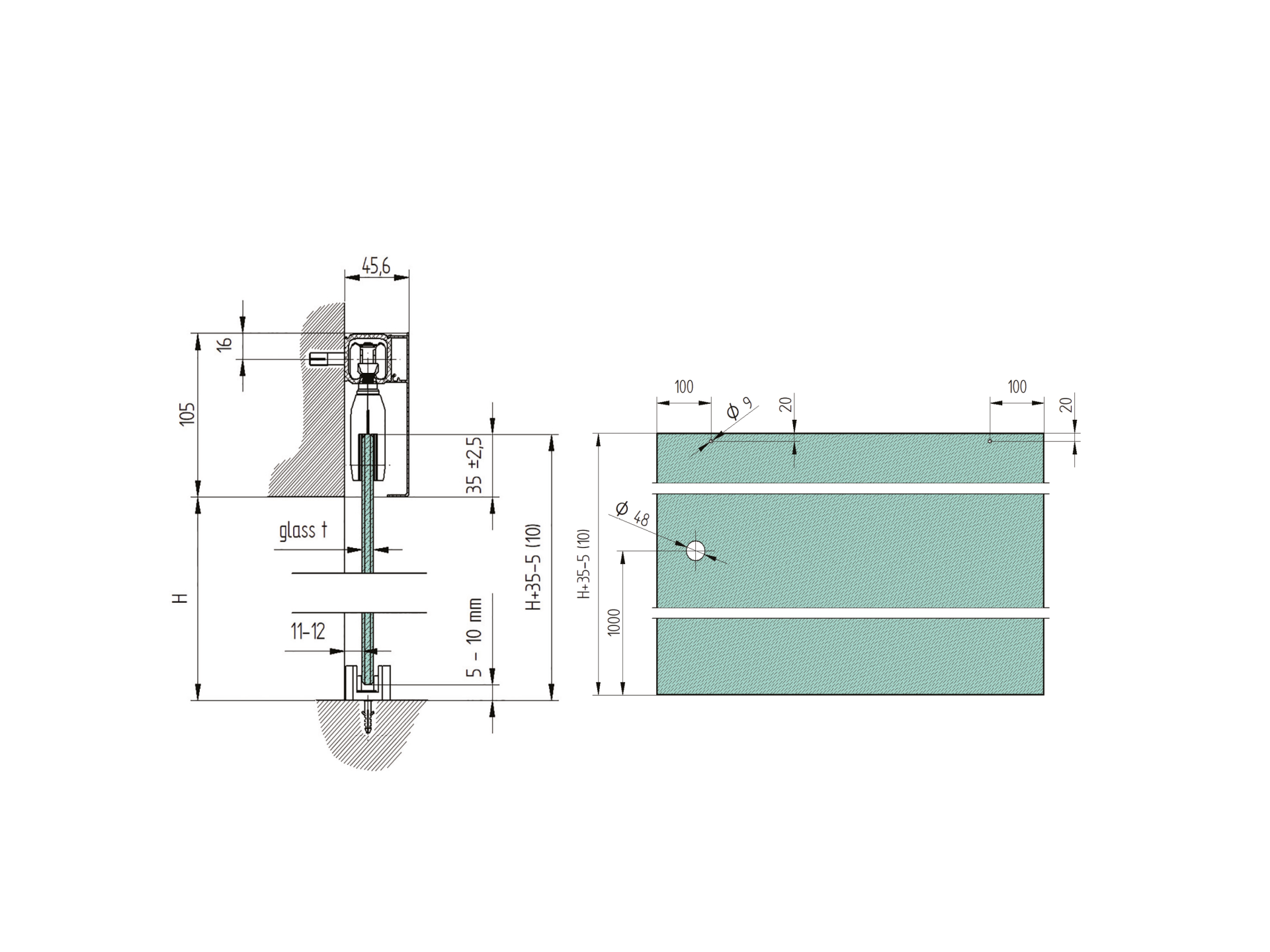 Kovanie - Posuvné dvere-lišta, AL - detail 4