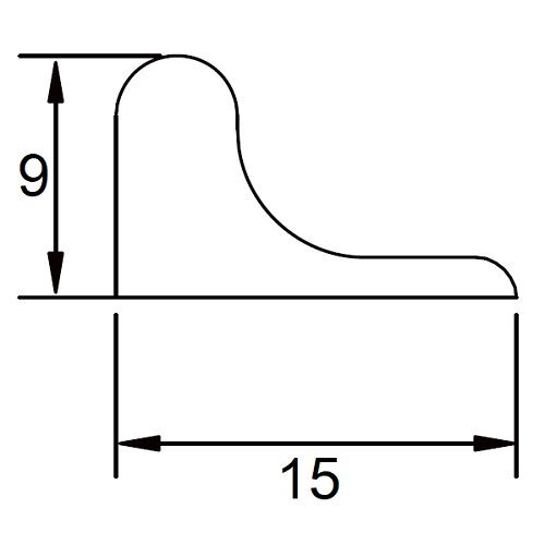 Lišta prah pre sprchový kút 9x15mm Al - detail 1