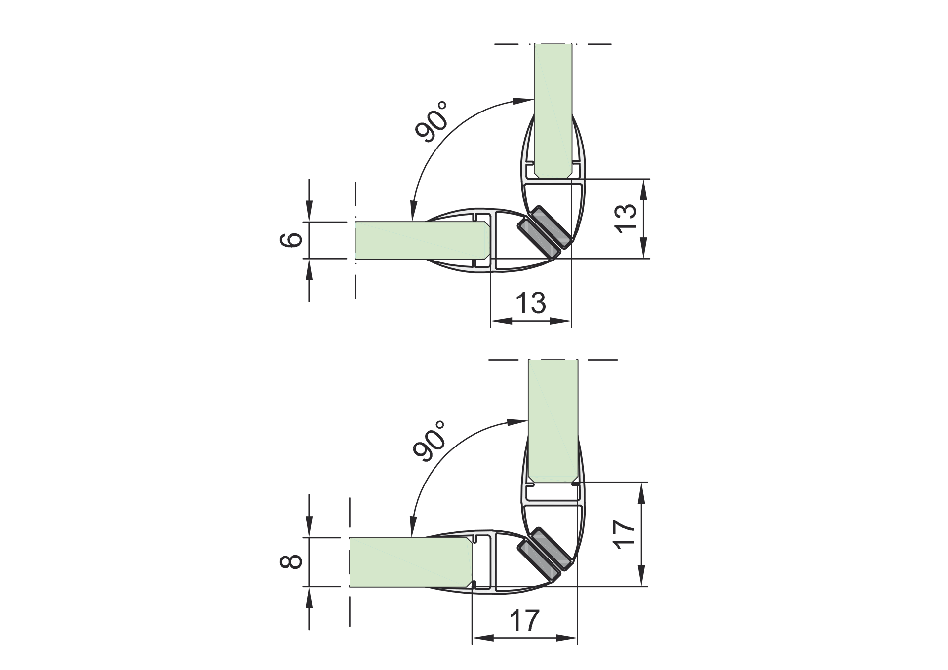 Tesniaca lišta magnetická 90.stup pár - detail 2