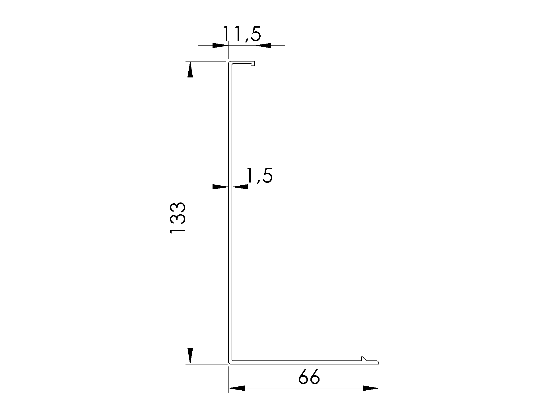 Krycia lišta pre bočný dutý profil AL/0005-UNO - detail 1